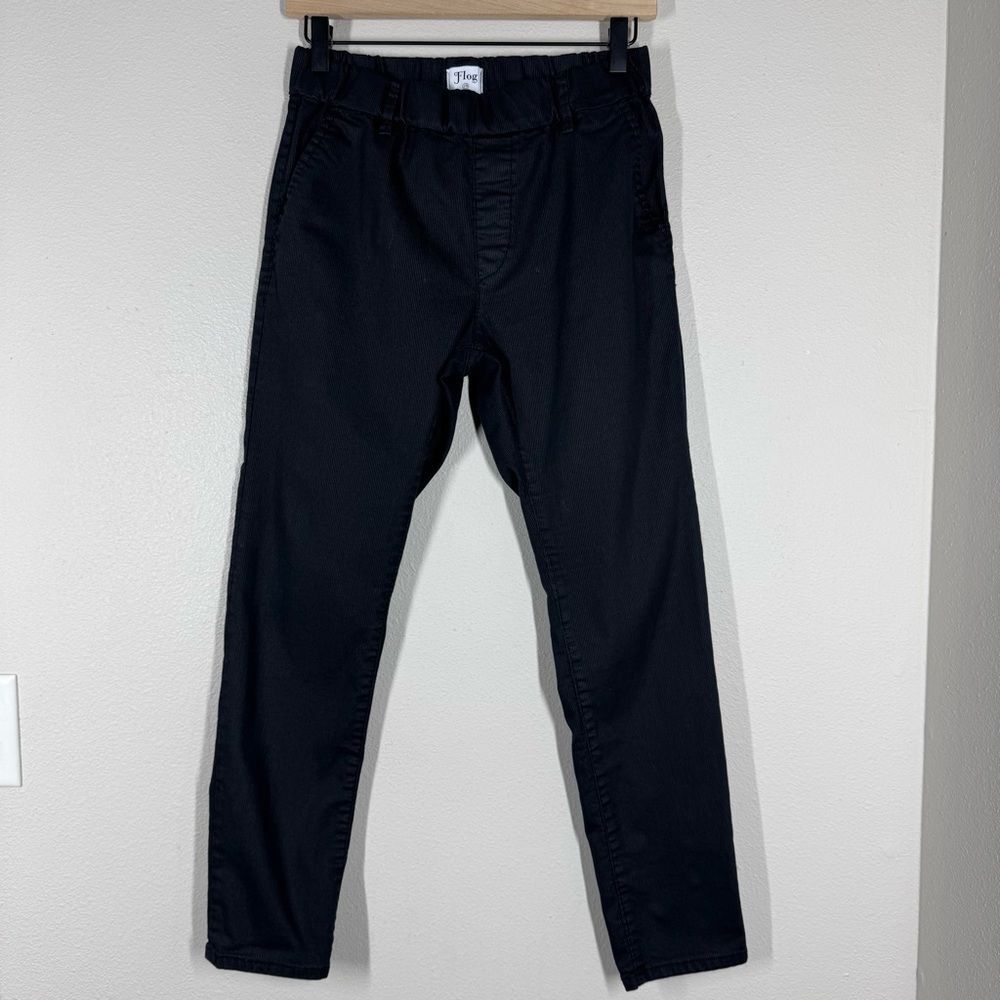 Bevy Flog Dafna Black Original Stripe Pant Pinstripe Ankle Fit Pull On Womens 29